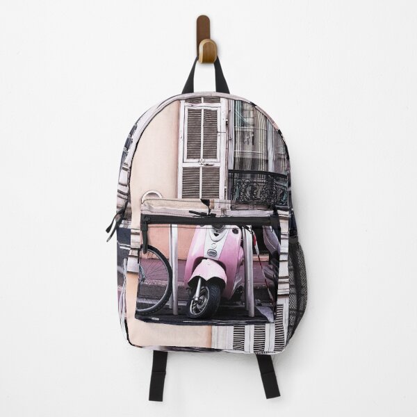 Item preview, A yellow house and pink bike in Nice, France designed and sold by DeVeauDesign.