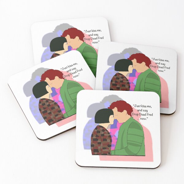 Aperçu de l'œuvre Drop Dead Fred Kiss (ombres bleues et rouges) créée et vendue par SquirrelPants87.