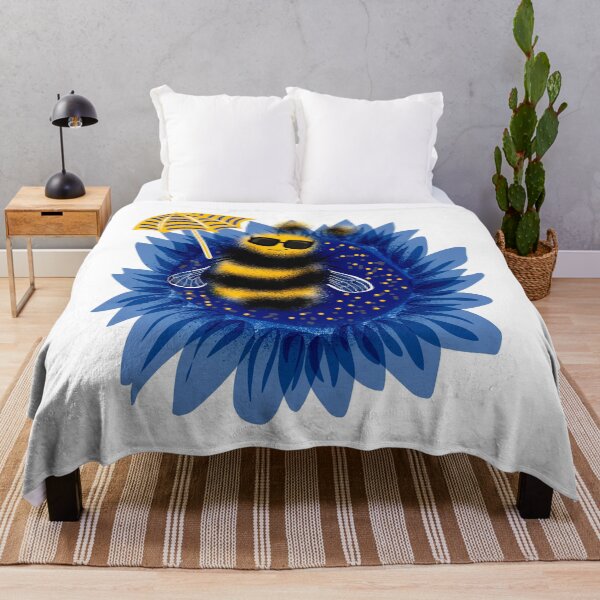 Item preview, Ceerful Striped bee. Cute Little Bee with a blue flower. designed and sold by ZheltakovaIana.