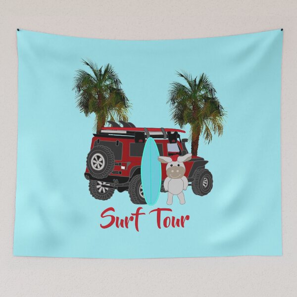 Item preview, Punky Donkey Surf Tour/ red SUV, Palms tree designed and sold by CreaVisArt.
