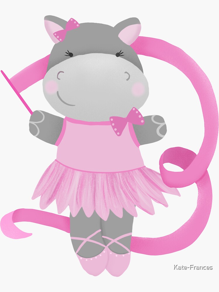 "Pink Ballerina Hippo " Sticker for Sale by KateFrances Redbubble