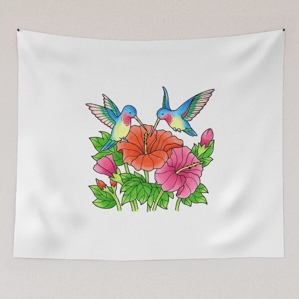 Item preview, Hummingbirds Exotic Flowers Tropical Summer Design designed and sold by samshirts.