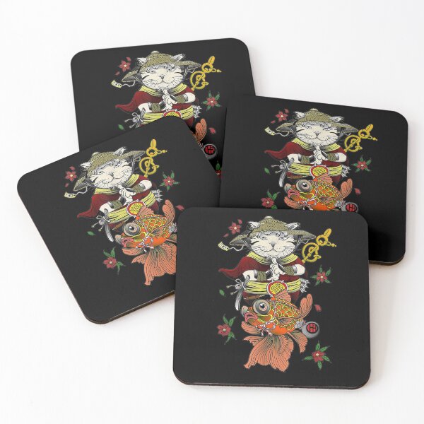 Item preview, Japanese Samurai Katana Ninja Cat And Koi Fish Carp Warrior designed and sold by maizreo.