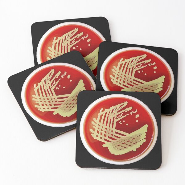Item preview, Bacterial Culture Streaks E.coli Petri Dish in Microbiology Lab Gold Red Yellow designed and sold by labstud.