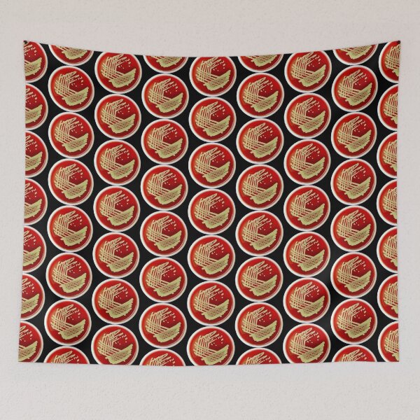 Item preview, Bacterial Culture Streaks E.coli Petri Dish in Microbiology Lab Gold Red Yellow designed and sold by labstud.
