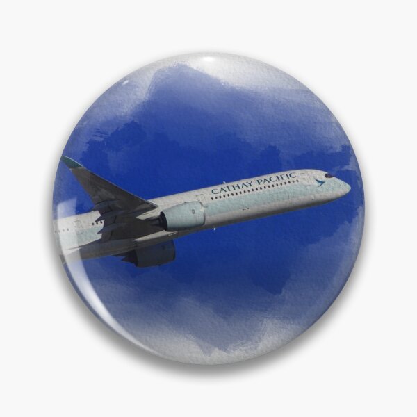 Item preview, Cathay Airlines airplane taking off on watercolor white background designed and sold by FDbubble1986.