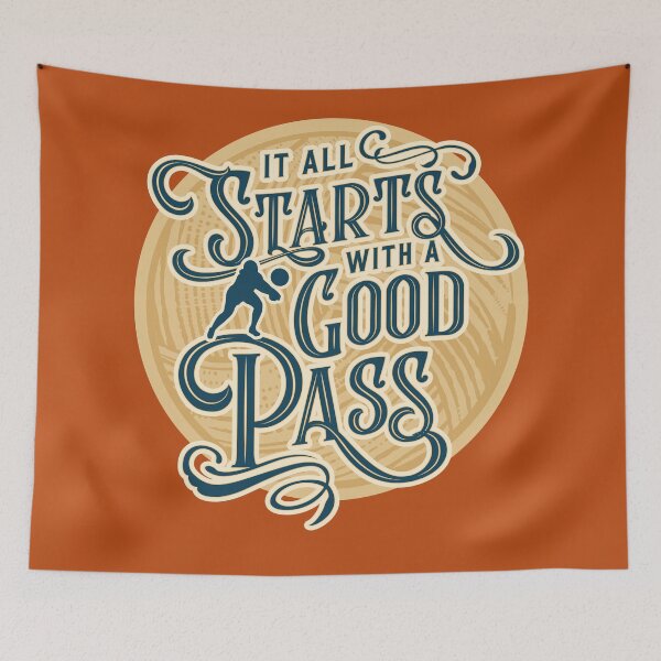 Item preview, It All Starts with a Pass | Vintage Typography Design designed and sold by 804 Volleyball Swag  Volleyball Merch for players and fans.