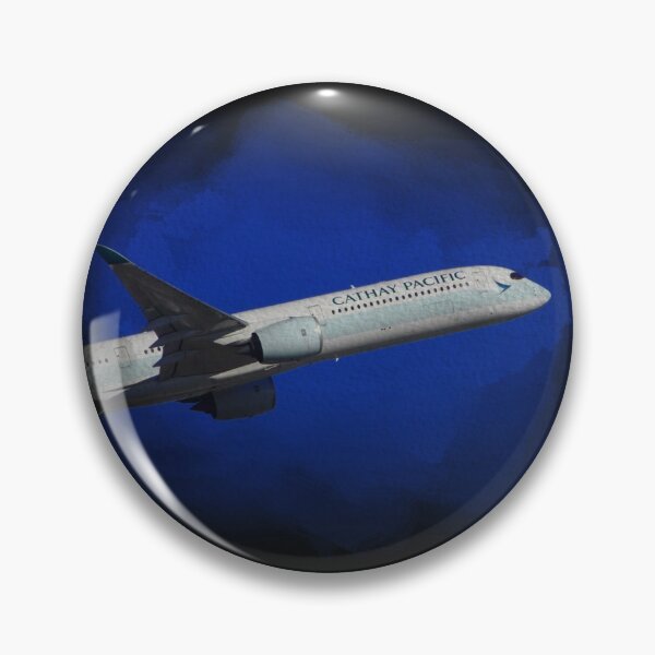 Item preview, Cathay Airlines plane taking off on watercolor black background designed and sold by FDbubble1986.