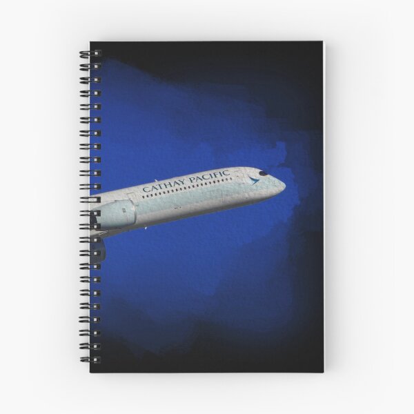 Item preview, Cathay Airlines plane taking off on watercolor black background designed and sold by FDbubble1986.