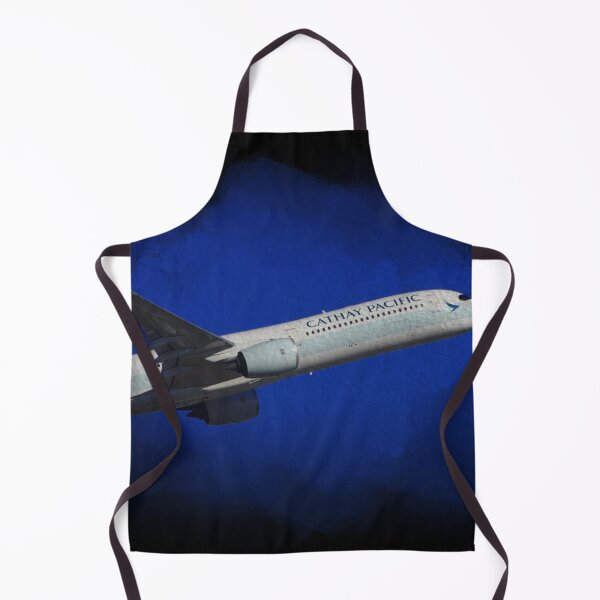 Item preview, Cathay Airlines plane taking off on watercolor black background designed and sold by FDbubble1986.