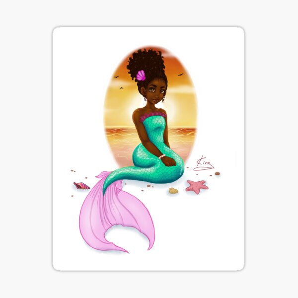 Little Black Girl Mermaid Sticker