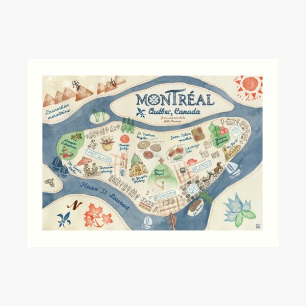 Map of Montreal, Canada Art Print
