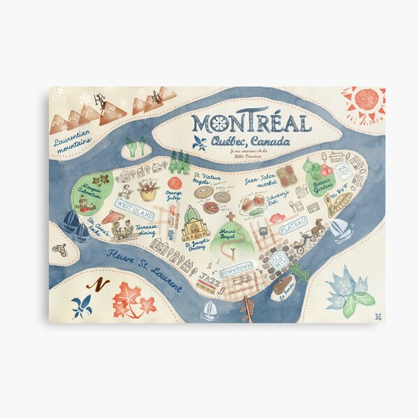 Map of Montreal, Canada Metal Print