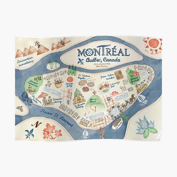 Map of Montreal, Canada Poster
