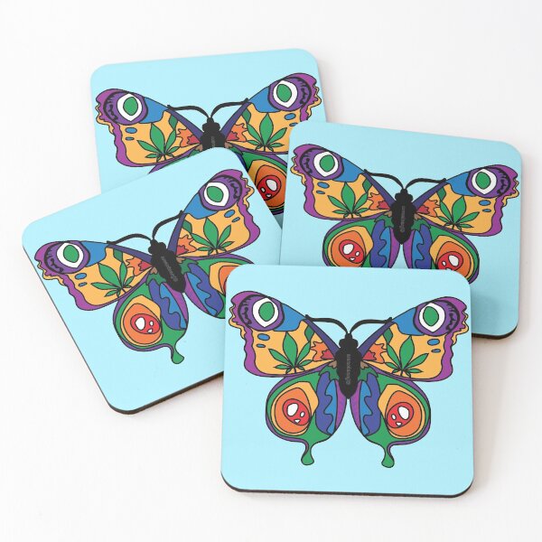 Item preview, Rainbow Butterfly with Hemp Leaves / Pot leaves designed and sold by FlowaPowaCo.