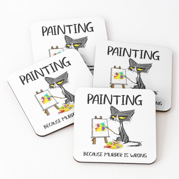 Item preview, Black Cat Painting Because Murder Is Wrong Funny  designed and sold by anderson5252.