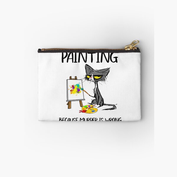 Item preview, Black Cat Painting Because Murder Is Wrong Funny  designed and sold by anderson5252.