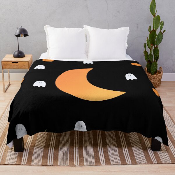 Item preview, Halloween/Yellow Orange Gradient Crescent Moon, Pumpkins, Ghosts designed and sold by ShaunSandhu.