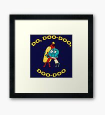 Hot Dog Guy and Gumball Awkwardly Hugging Framed Print