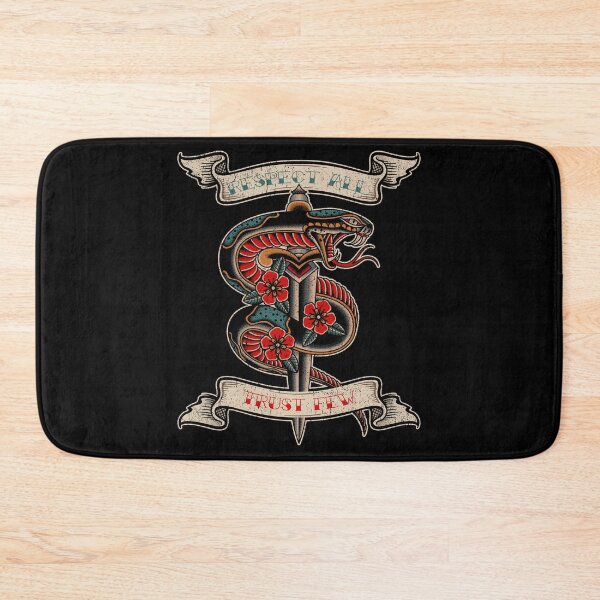 Item preview, Respect All Trust Few, Old School, Snake, Serpent and Rose Tattoo Design designed and sold by Proverbial Wisdom Design.