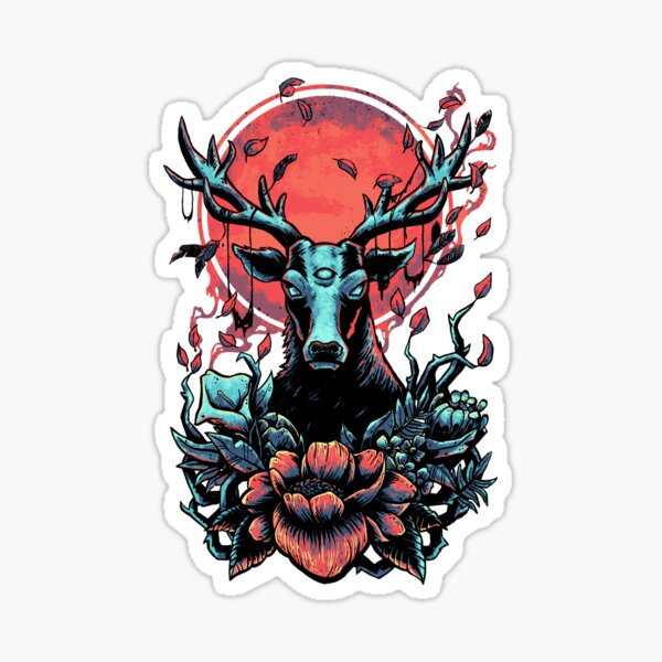 Cursed Deer Tattoo Artwork Sticker
