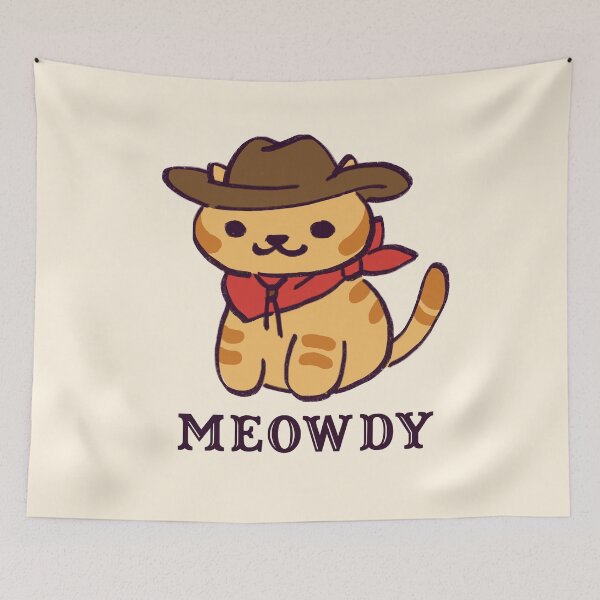 Item preview, I draw billy the kitten being the cowboy cat he is / meowdy text designed and sold by RansRoom.