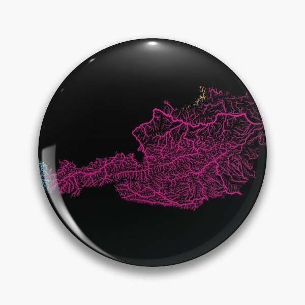 Item preview, Austria River Basin Map in Rainbow Colours with Black Background designed and sold by GrasshopperGeo.
