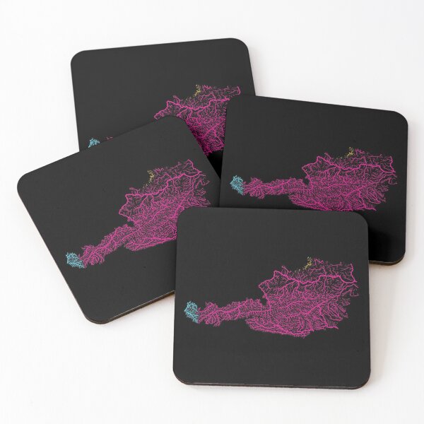 Item preview, Austria River Basin Map in Rainbow Colours with Black Background designed and sold by GrasshopperGeo.