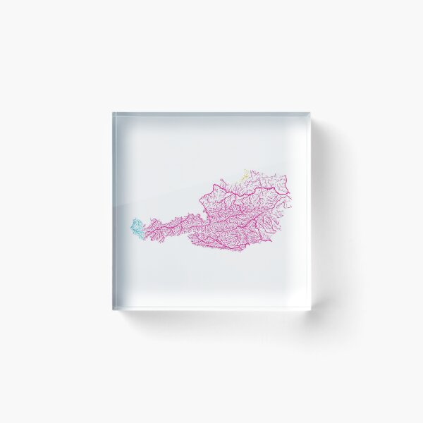 Item preview, Austria River Basin Map in Rainbow Colours with White Background designed and sold by GrasshopperGeo.