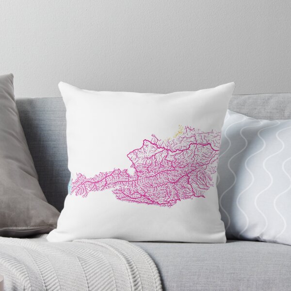 Item preview, Austria River Basin Map in Rainbow Colours with White Background designed and sold by GrasshopperGeo.
