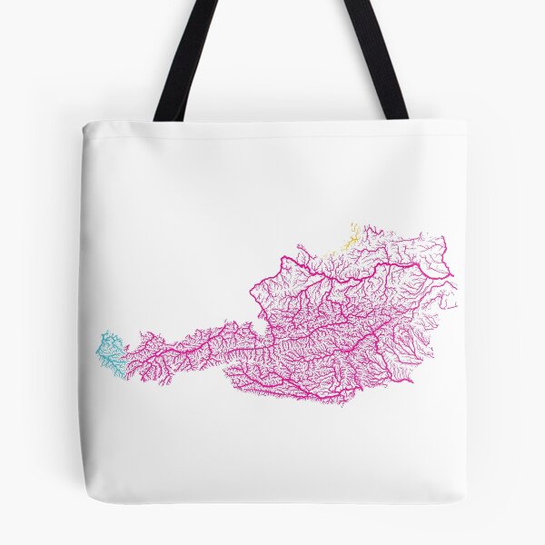 Item preview, Austria River Basin Map in Rainbow Colours with White Background designed and sold by GrasshopperGeo.