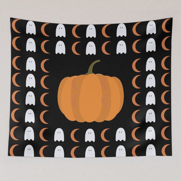 Item preview, Halloween/Orange Crescent Moon and Ghost Pattern w/Pumpkin in Center designed and sold by ShaunSandhu.