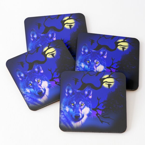 Item preview, Wolf night design with the moon for you and your lovely one. designed and sold by bluehatgraphics.