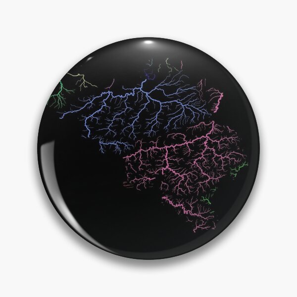 Item preview, Belgium River Basin Map in Rainbow Colours with Black Background designed and sold by GrasshopperGeo.