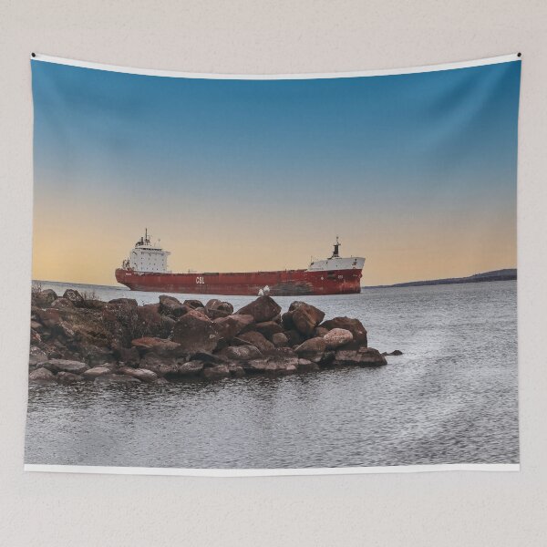 Item preview, Lake Superior Ship and Gulls designed and sold by HeuringGallery.