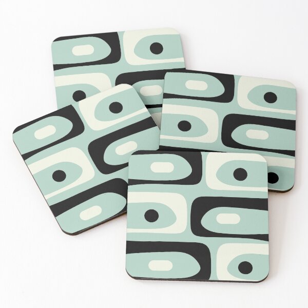 Item preview, Mid Century Modern Piquet Abstract Pattern in Mint Green, Black, and Cream designed and sold by kierkegaard.