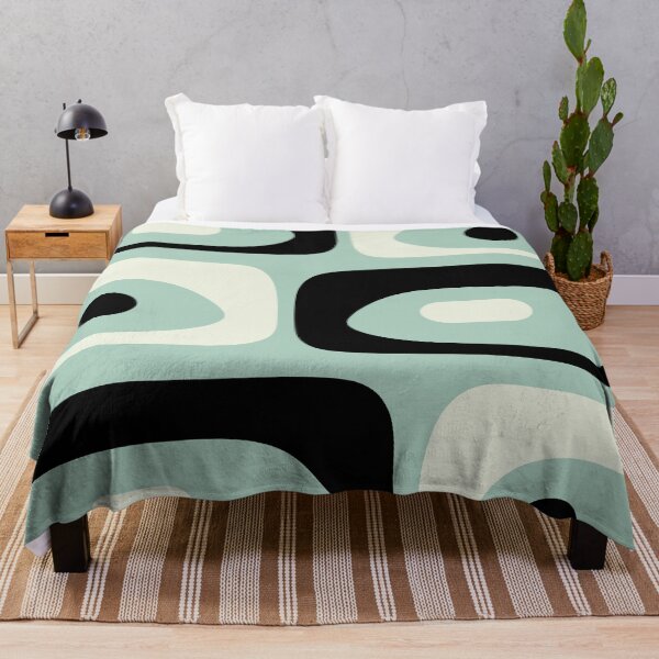 Item preview, Mid Century Modern Piquet Abstract Pattern in Mint Green, Black, and Cream designed and sold by kierkegaard.
