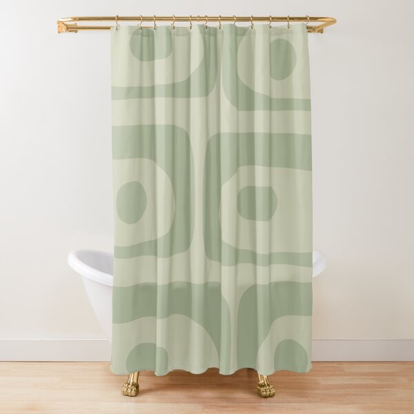 Mid Century Modern Piquet Abstract Pattern In Sage Green Tones Shower