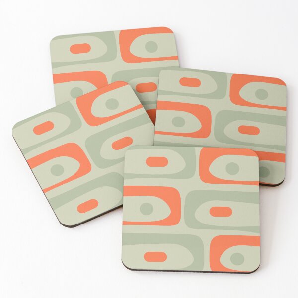Item preview, Mid Century Modern Piquet Abstract Pattern in Sage Green and Orange designed and sold by kierkegaard.
