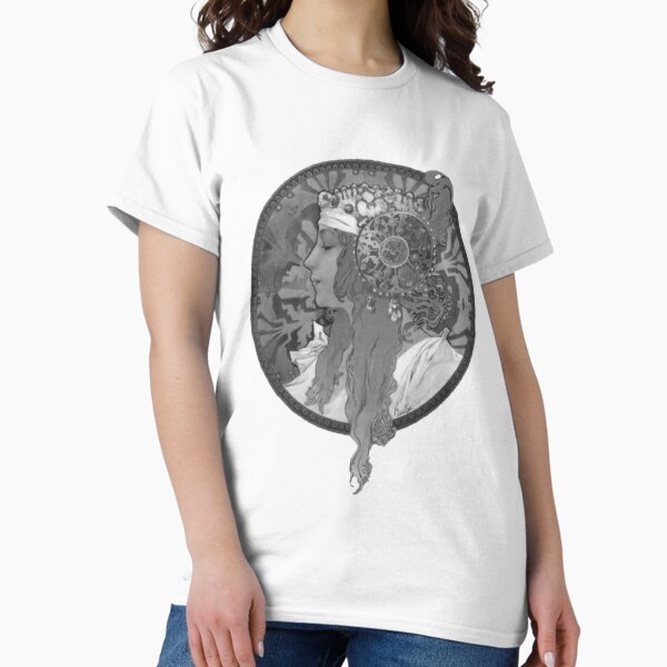 Aperçu de l'œuvre Alphonse mucha design, noir, blanc créée et vendue par Vivanne-art.