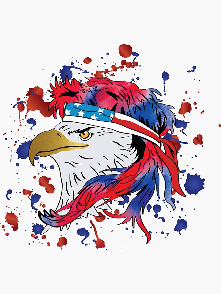 "Patriotic Bald Eagle Mullet USA American Flag 4th of July " Sticker