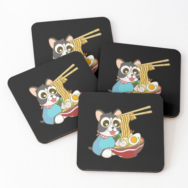Item preview, THE JAPANESE SHIBA INU PUPPY EATING BOWL OF RAMEN designed and sold by Warenae.