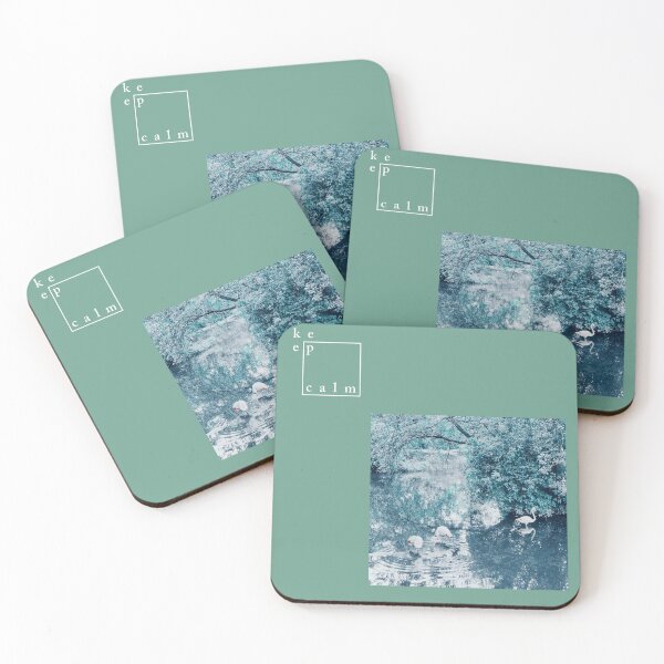 Item preview, keep calm-pink flamingos in the blooming green forest in the lake -nature photography-  designed and sold by natural-neutral.