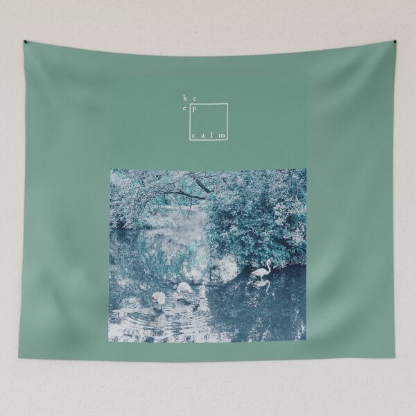 Item preview, keep calm-pink flamingos in the blooming green forest in the lake -nature photography-  designed and sold by natural-neutral.