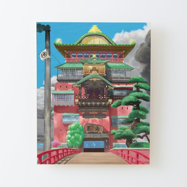 Bathhouse Spirited Away Digital Art Wood Mounted Print