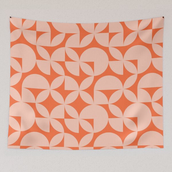 Item preview, Abstract Orange Circles Modern Mid Century Geometric Pattern Scandinavian Rustic Interior designed and sold by BONBcreative.