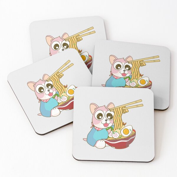 Item preview, THE SHIBA INU PUPPY EATING RAMEN designed and sold by Warenae.