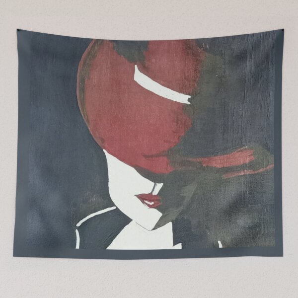 Item preview, Hand painted woman with red hat designed and sold by vibeno1.