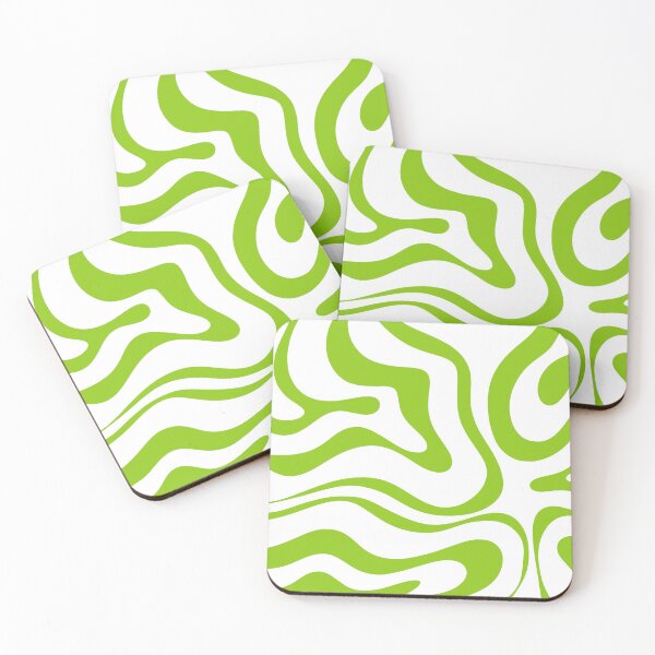 Item preview, Retro Modern Liquid Swirl Abstract Pattern Square in Lime Green and White designed and sold by kierkegaard.
