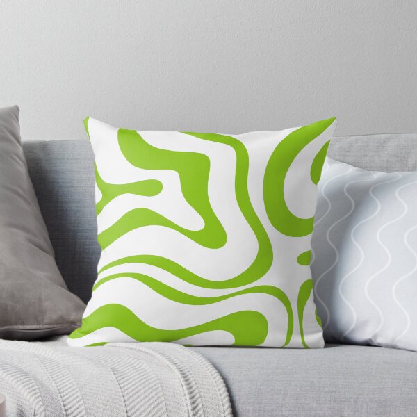 Item preview, Retro Modern Liquid Swirl Abstract Pattern Square in Lime Green and White designed and sold by kierkegaard.